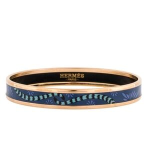 Hermès Enamel Bangle | Rose Gold Serpent Motif | Made in France | AUTHENTICATED‎